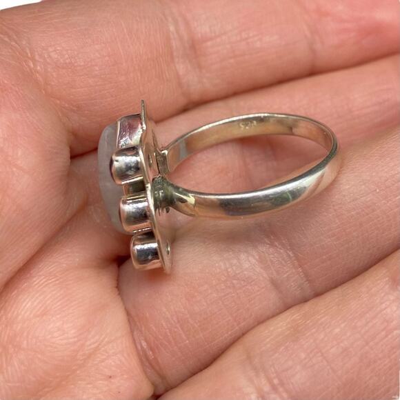 Rainbow Moonstone & Amethyst Ring Size 9 Solid 925 Sterling Silver - Picture 6 of 6